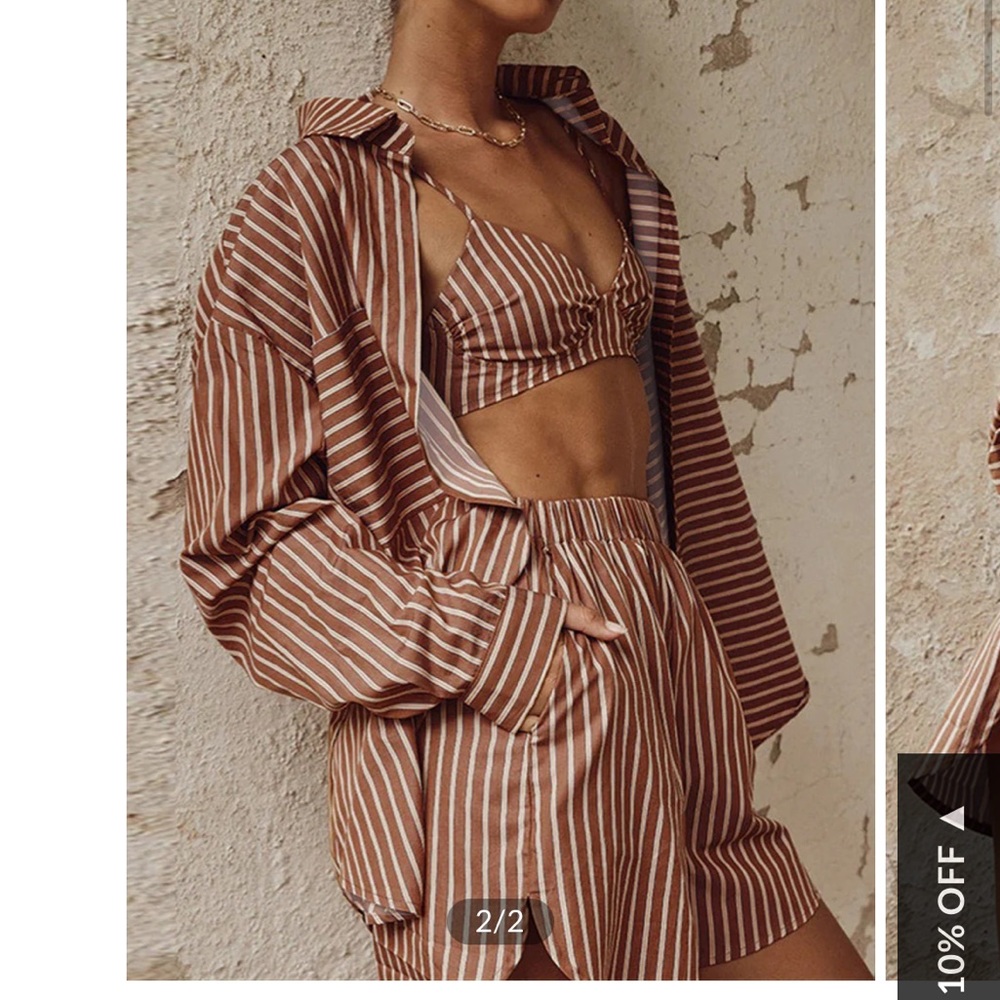 Commense Stripe Three Piece Shorts Set Brown Size M

SPU: OA230420002
